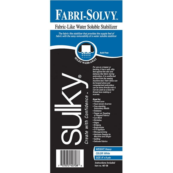 Fabri-Solvy Washaway Stabilizer White 8in x 9yds
