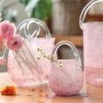 thumbnail image 4 of Bolso de mano de cristal rosa, decoración del hogar, florero, pieza de decoración, jarrón hidropónico Retro estilo Ins de celebridades de Internet creativo, 4 of 5