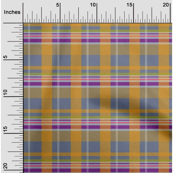 oneOone Cotton Cambric Dusty Blue Fabric Madras Check Fabric For Sewing Printed Craft Fabric By The Yard 56 Inches Wide