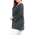 thumbnail image 4 of Unique Bargains Juniors' Plus Size Crochet Panel Kimono Raglan Sleeves Ruched Front Top Dark Grey 1X, 4 of 7