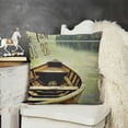thumbnail image 2 of YINGXI  Vintage Outdoor Throw Pillow Covers Case Decorative Retro Wood Boat with Quote Lake Time Theme Decor Square Pillowcase Cushion Cover Couch Sofa Decoration Gift (Lake time) 18x18in, 2 of 5