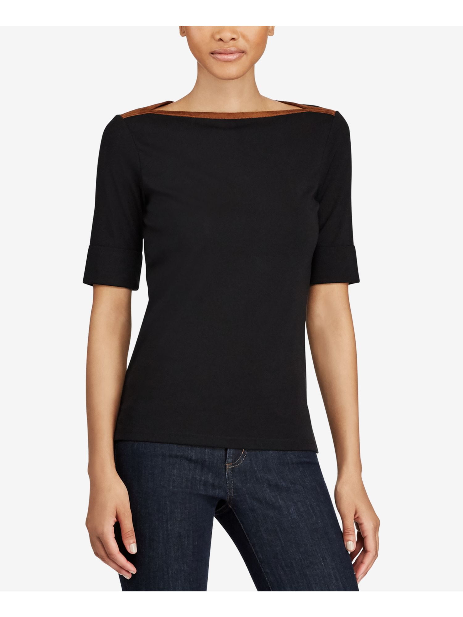Womens New 1575 Navy Boat Neck T-Shirt 