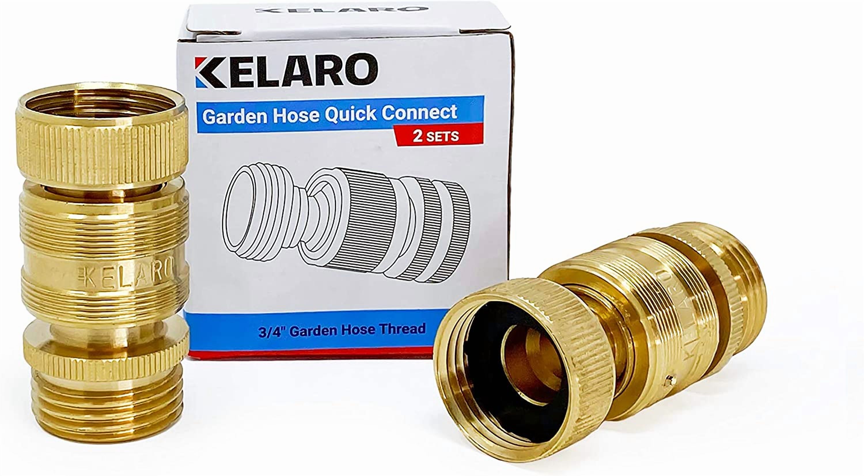 HRTGFD-Premium Garden Hose Quick Connect Fittings (2-Pack) 3/4 Inch Solid Brass by