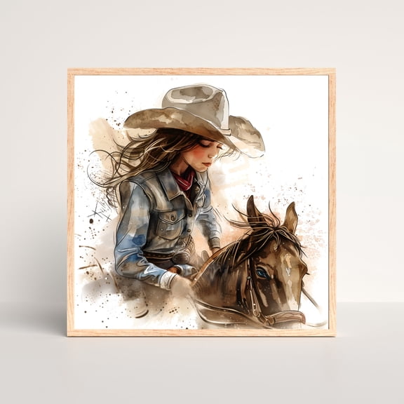 Playroom Cowgirl Wall Art, Cowgirl Nursery Print, Teen Girl Room Art, Girls Room , Western Girls Decor, Country Girl Wall Art UNFRAMED Poster, Wall Art for Decor, Present, 8x12