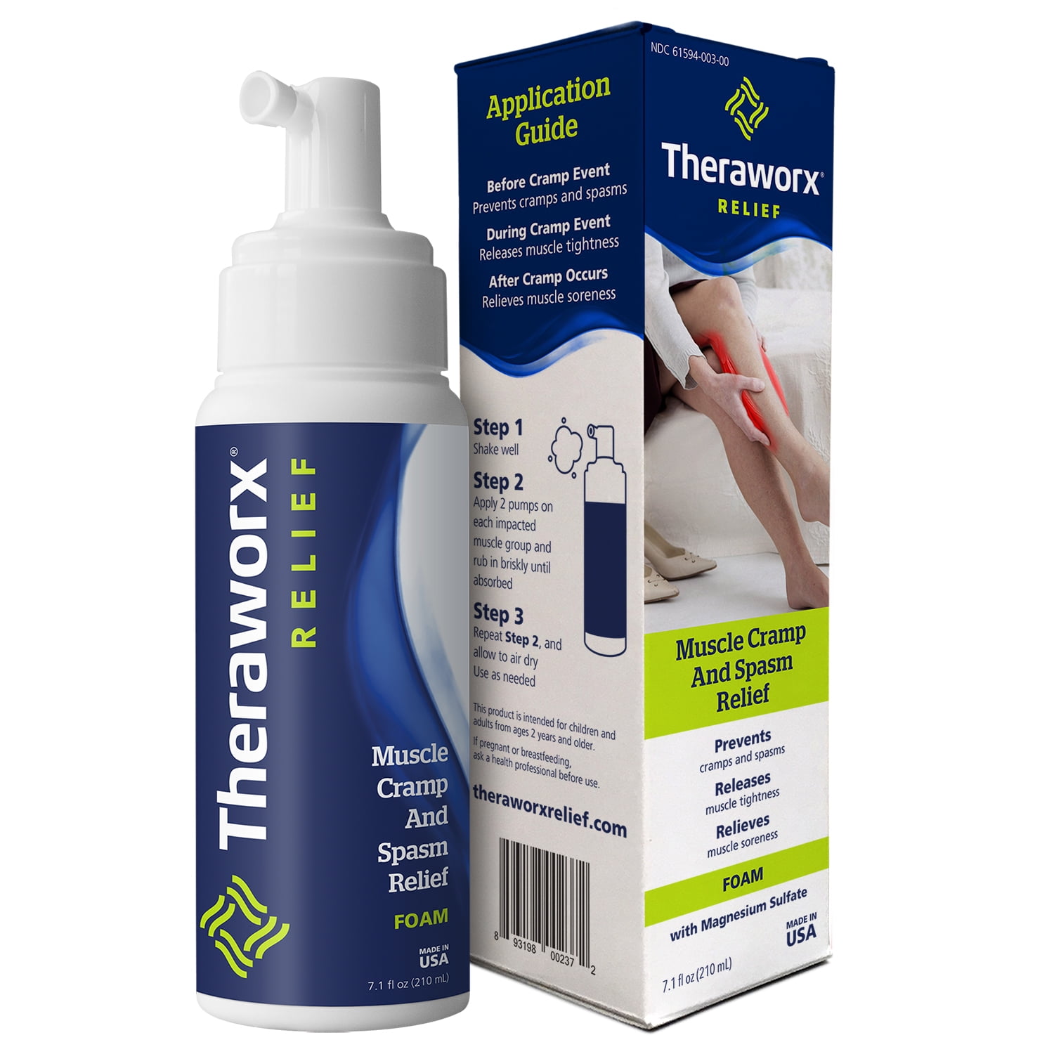 Theraworx Relief FastActing Foam for Leg Cramps, Foot Cramps and