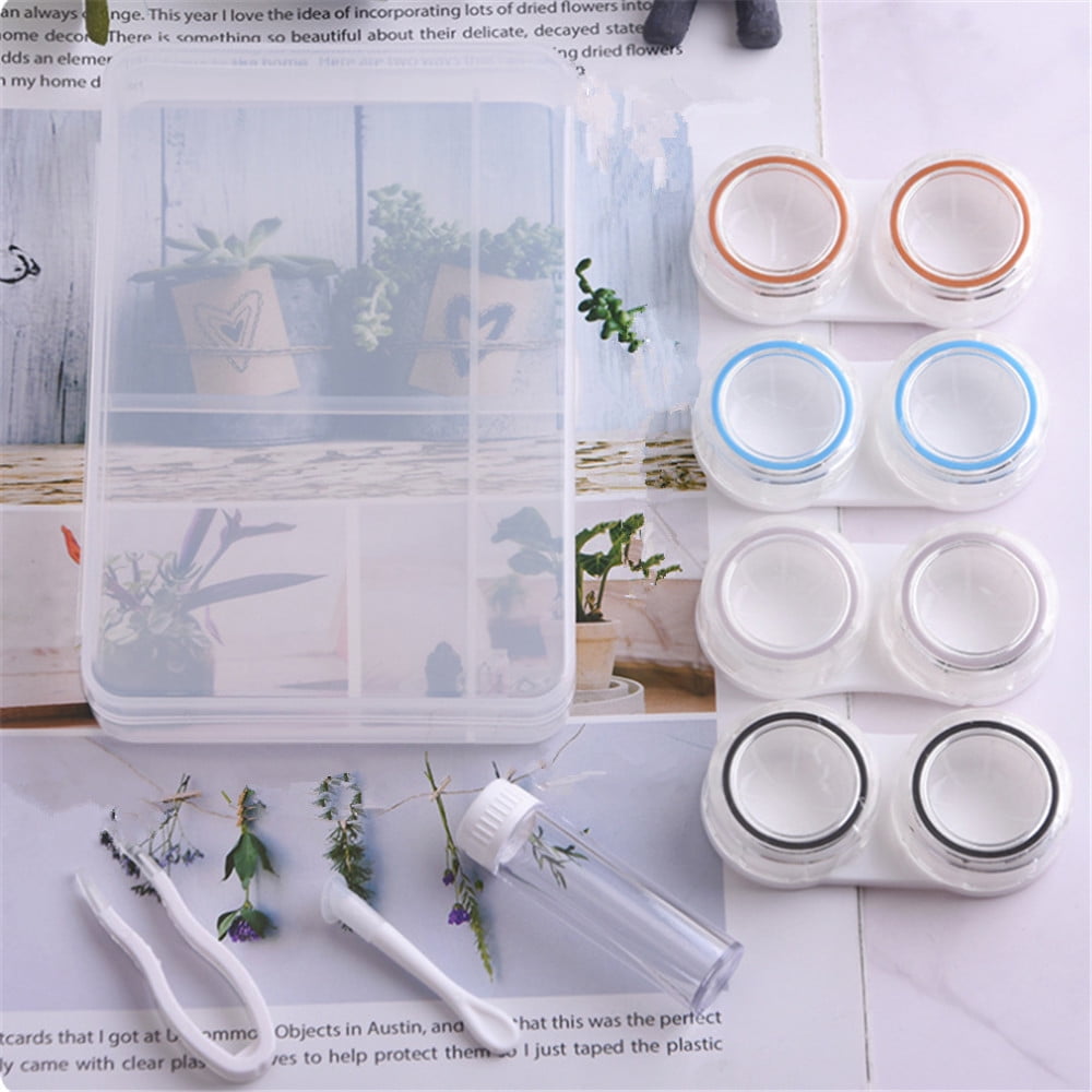 VONTER Contact Lens Cases Tweezers and Applicator Set Included. 4 Pairs Of Portable And Practical Simple Contact Lens Case Travel Storage
