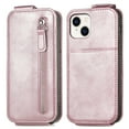 thumbnail image 2 of SaniMore for iPhone 14 Magnetic Closure Top & Bottom Flip Wallet Case, Premium PU Leather Cover with Car Mount Card Slot & Adjustable Kickstand Full Body Protective Shell, Rosegold, 2 of 9