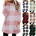 thumbnail image 2 of gakvbuo Long Tunic Tops For Leggings Dressy For Womens Dress Shirt Crew Neck Long Sleeve Thickened Fall Blouse Tops Winter Warm Pullover Sweatshirt with Pockets, 2 of 6