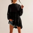 thumbnail image 4 of Riforla Women Oversized Pullover Sweatshirt Dress Long Sleeve Neck Patchwork Ruffle Loose Top hoodies and sweatshirts Black L, 4 of 8