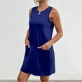thumbnail image 3 of Fartey Sundresses for Women 2025 Solid Color Sleeveless Tank Dress Casual Loose Summer Beach Dress with Pockets Soft Comfy Crew Neck Holiday Dresses Blue L, 3 of 7