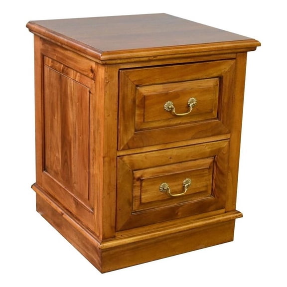 Pemberly Row Contemporary 2 Drawer File Cabinet in Light Brown Walnut