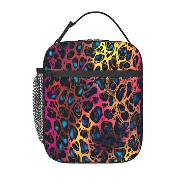 Vibrant Leopard Print Lunch Bag for Office Women – Stylish Thermal Insulated Tote with Shoulder Strap, Lightweight for Work or Travel