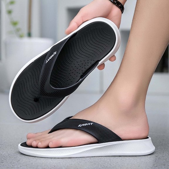 Flip Flops For Men Summer Beach Sandals Anti Slip Toe Post Outdoor Casual Walking Vacation Pool Resort Lightweight Comfort Slippers Beach Trip Ready White A 8.5