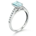 thumbnail image 3 of Gem Stone King 1.33 Ct Emerald Cut Sky Blue Topaz G/H Lab Grown Diamond 10K White Gold Engagement Ring (Size 5), 3 of 4
