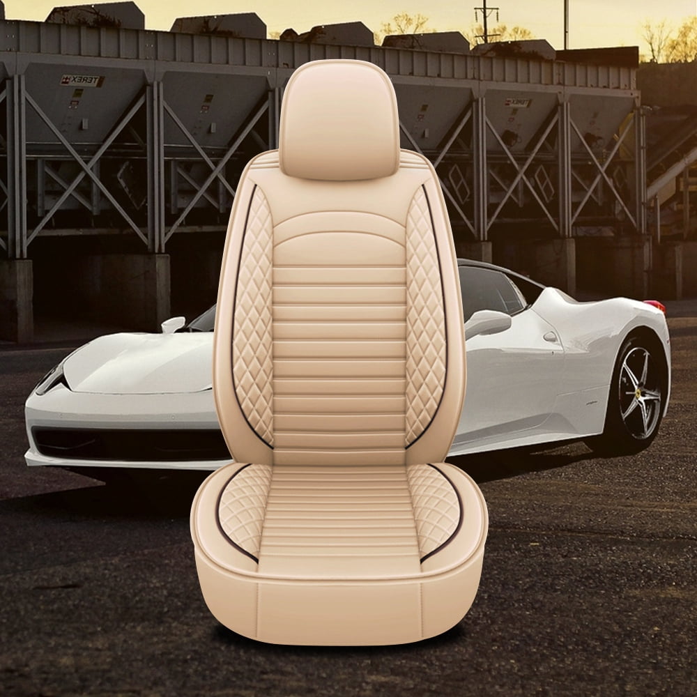 Aotiyer Full Set Car Seat Covers, Crown PU Leather Car Seat Cover Full Surround, Durable Comfortable Automotive Vehicle Cushion Cover Fit for Most 5 Seats Cars/SUV/Truck/Vans