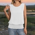 thumbnail image 5 of ClodeEU Women's Round Neck Sleeveless Blouson Tank Top,Casual Solid Color Summer Shirt with Elastic Waist White,Women's Plus M, 5 of 7