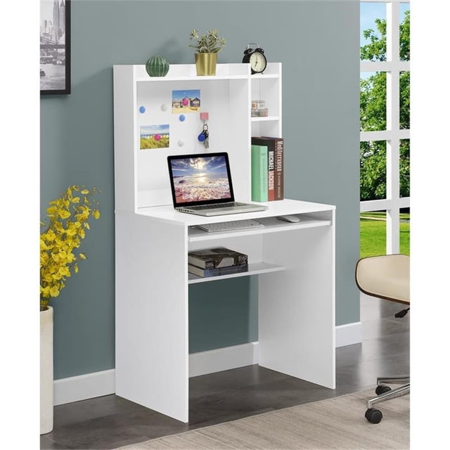 Designs2Go Student Desk with Magnetic Bulletin Board and Shelves in White Wood
