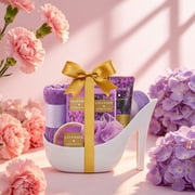 Spa Luxetique Bath and Body Gift Sets for Women, Lavender Gift Baskets Kits Elegant Gifts for Mom, Her Self Care Relaxing, 8 Pcs