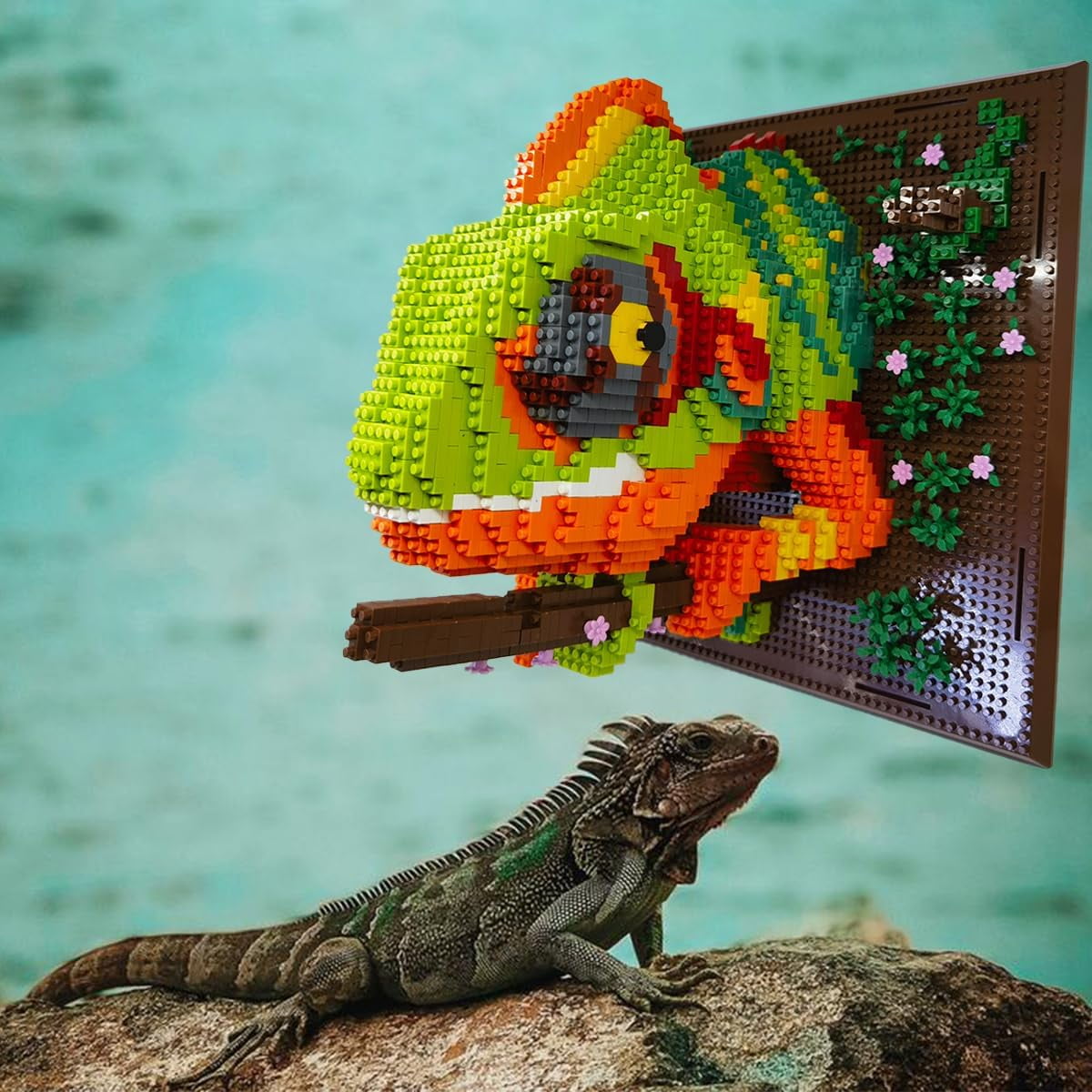 Building Blocks Set Wall Art Chameleon,(2688 Pieces) Toys Gifts for Kid and Adult