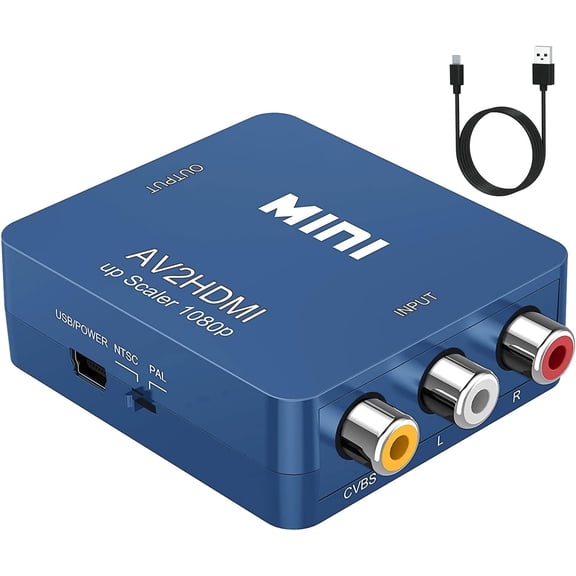 WIGACH RCA to HDMI Converter, 1080P AV to HDMI RCA Composite CVBS Video Audio Converter Adapter Supporting PAL/NTSC for Xbox/PS2/Wii/SNES/N64/VHS/VCR/DVD
