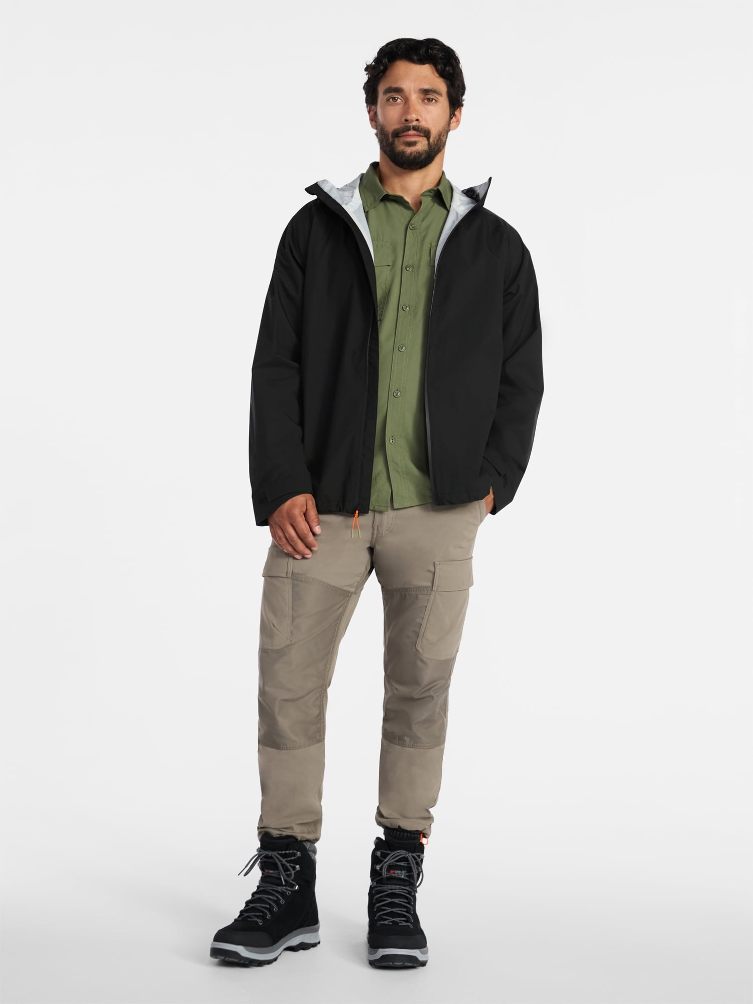 Ozark Trail Men's and Big Men's Sealed Seam Rain Jacket Pinnacle System, Sizes S-3XL
