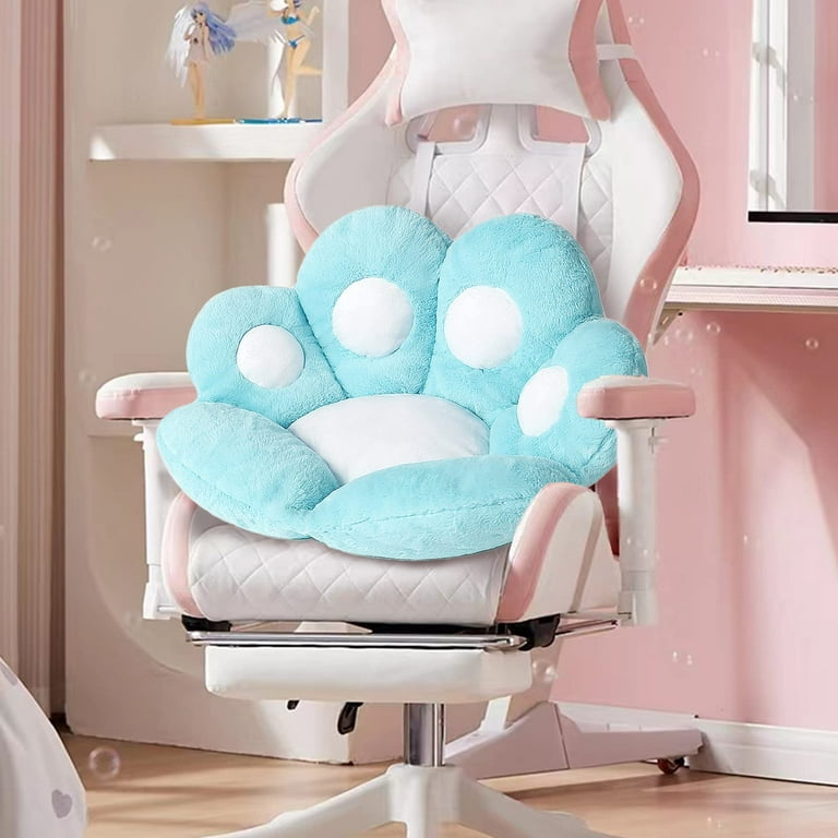 Cat Paw Cushion Comfy Kawaii Chair Cushion Bear Paw Lazy Sofa Office Floor Pillow  Cute Plush Seat Pad for Gaming Chair for Dining Room Bedroom Decor Blue  27.5 x 23.6 inch 