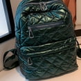 thumbnail image 1 of Bolso Mochilas acolchadas para mujer Rhombic Lattice Mochila de invierno para niñas (verde), 1 of 8