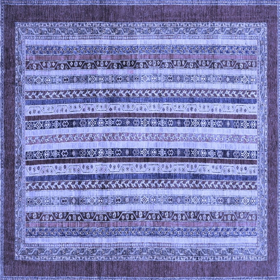 Ahgly Company Indoor Square Abstract Blue Modern Area Rugs, 5' Square