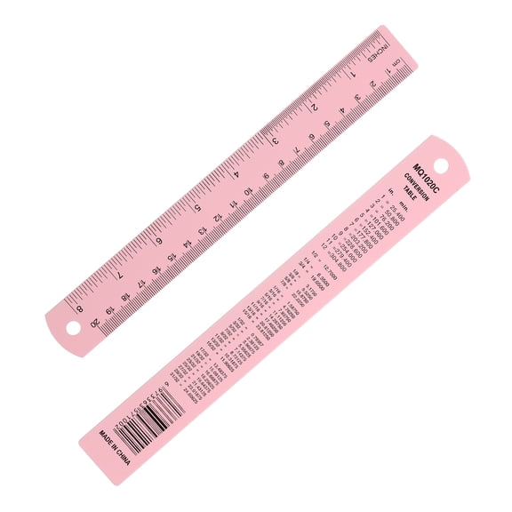 8 Inch Metal Ruler, Aluminum Alloy Metric Ruler with Inches and Centimeters Precision Measuring for Office Engineering Drafting, Pink