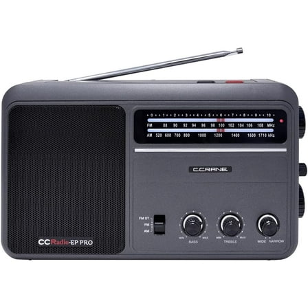 C. Crane CCRadio - EP PRO AM FM Battery Operated Portable Analog Radio with DSP Black