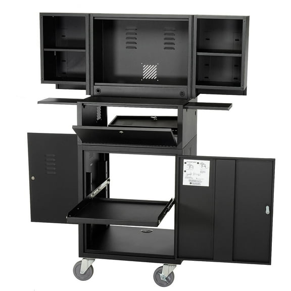 Global Industrial Mobile Fold-Out Computer Cabinet Black Unassembled