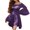 Purple, variant on Laqbezok Women's Off Shoulder Bell Sleeve Dress, Casual Smocked Waist Solid Mini Dress, Flowy Flare Long Sleeve Boho Party Outfit