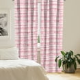 thumbnail image 2 of Ambesonne Watercolor Window Curtains, Pinkish Colored Stripes, Each 28" W x 84" L, Pink White and Rose, 2 of 4