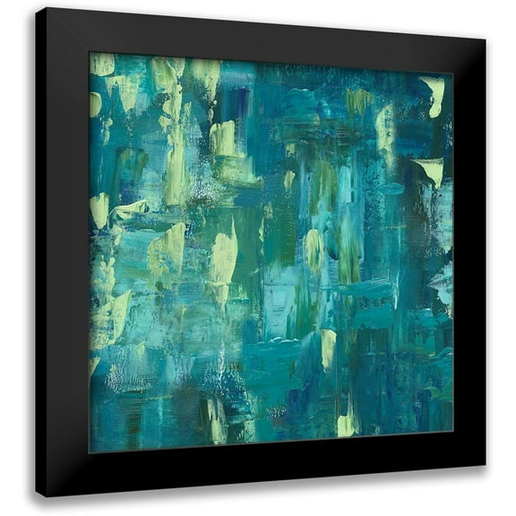 Tre Sorelle Studios 12x12 Black Modern Framed Museum Art Print Titled - Shades of Teal