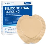 LotFancy Silicone Foam Dressing, 7"x 7", 5 Ct, Bordered Waterproof Sacral Wound Dressing