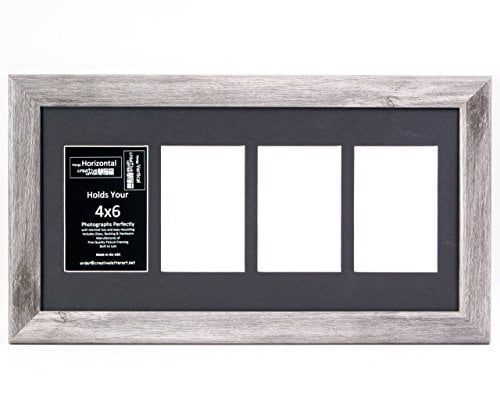 6 Opening 4x6 Glass Face Driftwood Picture Frame W/ 10x32 White Mat Collage 