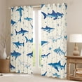thumbnail image 2 of Manfei Vintage Ocean Shark Curtains and Drapes Pack of 2 (52x63 Each), Starfish Black Out Curtains, Cream Navy, 2 of 6