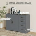 thumbnail image 4 of HOMCOM Buffet Armoire de Rangement avec Armoire à 2 Portes et 4 Tiroirs, Gris, 4 of 10