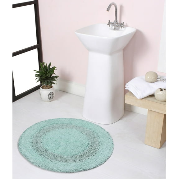 Home Weavers Inc Radiant Collection Bathroom Rug, Cotton Soft, Water Absorbent Bath Rug, Non Slip Shower Rug Machine Washable 22" Round Sky Blue