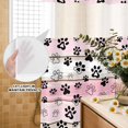 thumbnail image 2 of No Hook Shower Curtain with Built-in Rings - Farmhouse Vintage Washable Waterproof Fabric Bathroom Curtains for Hotel,Rentals, 72X 96 Inch Extra Long , Pet Dog Paws Wood Texture Pink Black, 2 of 9