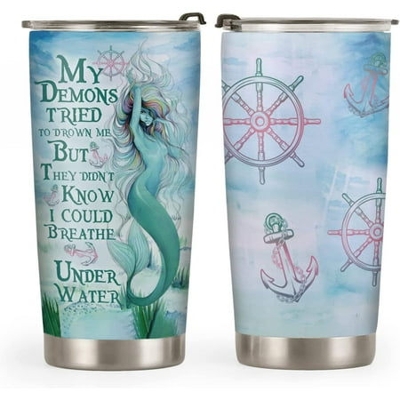 

20oz Mermaid Gifts for Women Valentines Day Gifts for Her Coffee Lovers Gifts Cute Gifts Ocean Gifts Inspirational Mermaid Tumbler Cup Insulated Thermos Travel Coffee Mug with Lid