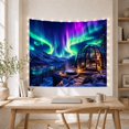 thumbnail image 5 of Glass Dome with Aurora Borealis and Snowy Mountains, Serene Fantasy for Nature Lovers, Glamping Art Print, Holiday Gift, Tapestry Wall Hanging for Bedroom and Living Room, 5 of 7