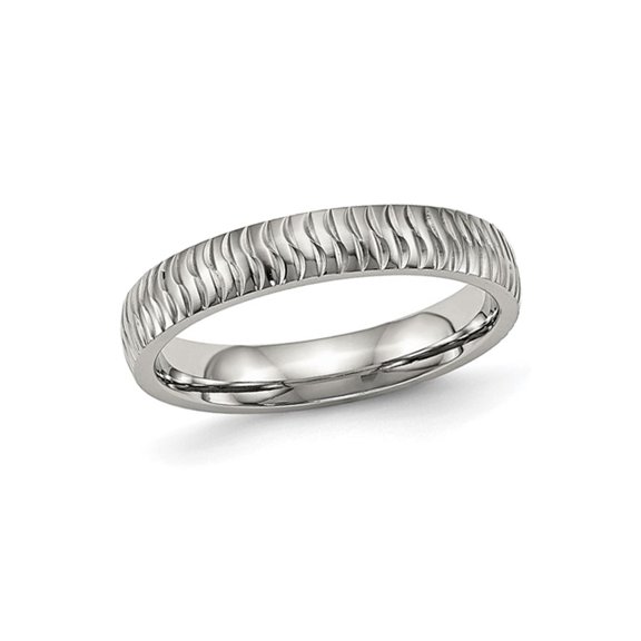 Gem & Harmony Ladies or Mens Stainless Steel Textured Wedding Band Ring (4mm) for Men