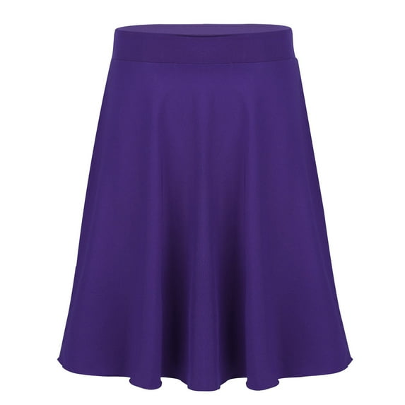 inhzoy Big Girls Solid Color Knee Length Full A Line Casual Skater Skirt Purple 12