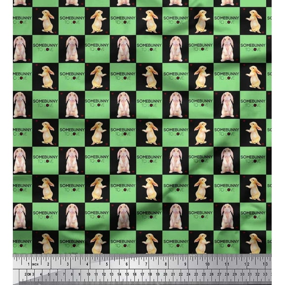 Soimoi Cotton Duck Fabric Text & Bunny Animal Fabric Prints By Yard 42 Inch Wide