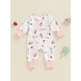 thumbnail image 3 of Biezeib Baby Girls Long Sleeve Romper Print Front Zipper Jumpsuits for Newborn Infant Toddler Cute Clothes, 3 of 6