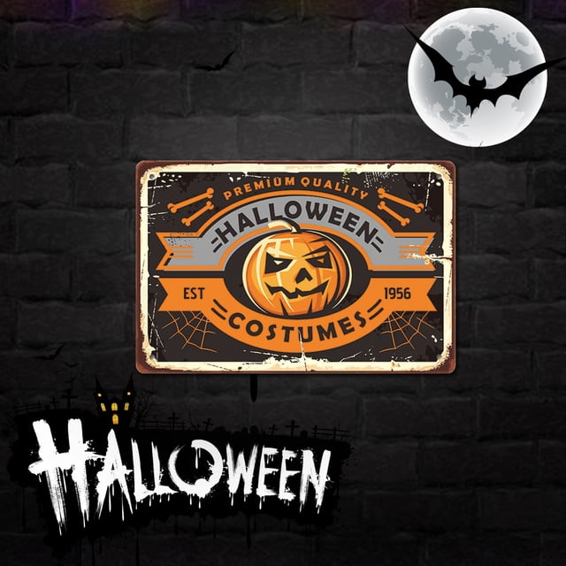 Decoraciones de Halloween, adornos de Halloween, regalos de Halloween, letrero de metal de Halloween de 30 x 20 cm, pintura decorativa que puede decorar paredes y puertas interiores, adornos navideños