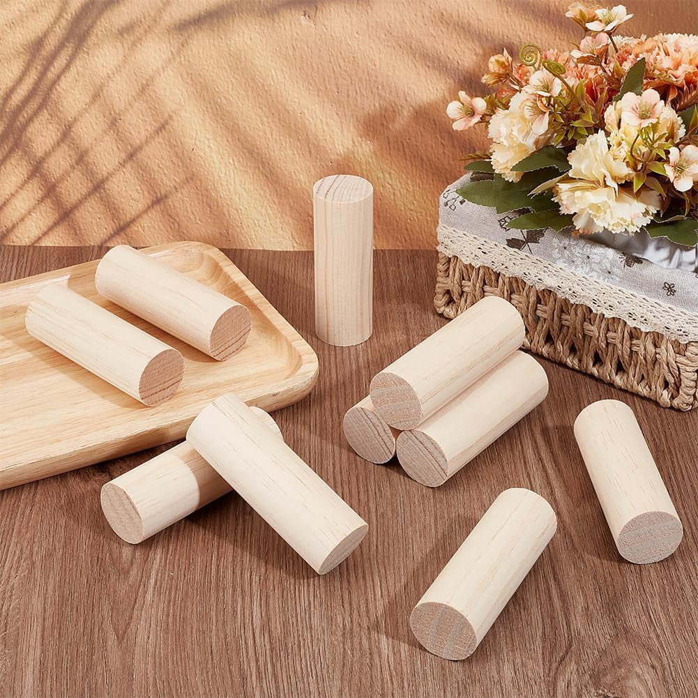 10pcs 10Pcs 3.9x1.4 Inch Wood Round Sticks Unfinished Wooden Dowel Rods Blank Round Dowels Rods Round Dowels Strips Unfinished Wooden Strips Wood Sticks for DIY Crafts Building Model Home Decor White