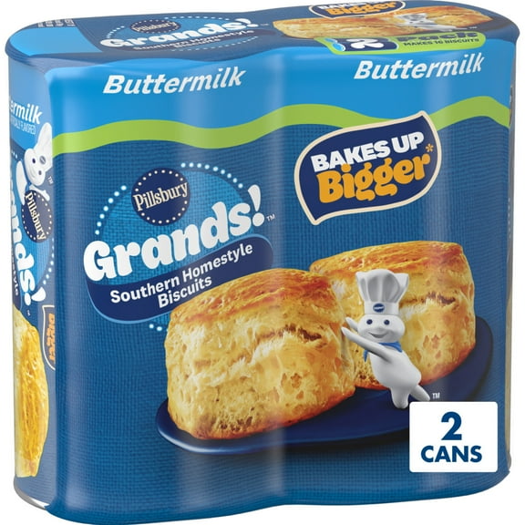 Pillsbury Grands! Southern Homestyle Buttermilk Biscuits, 2 Pack, 16 Biscuits, 32.6 oz