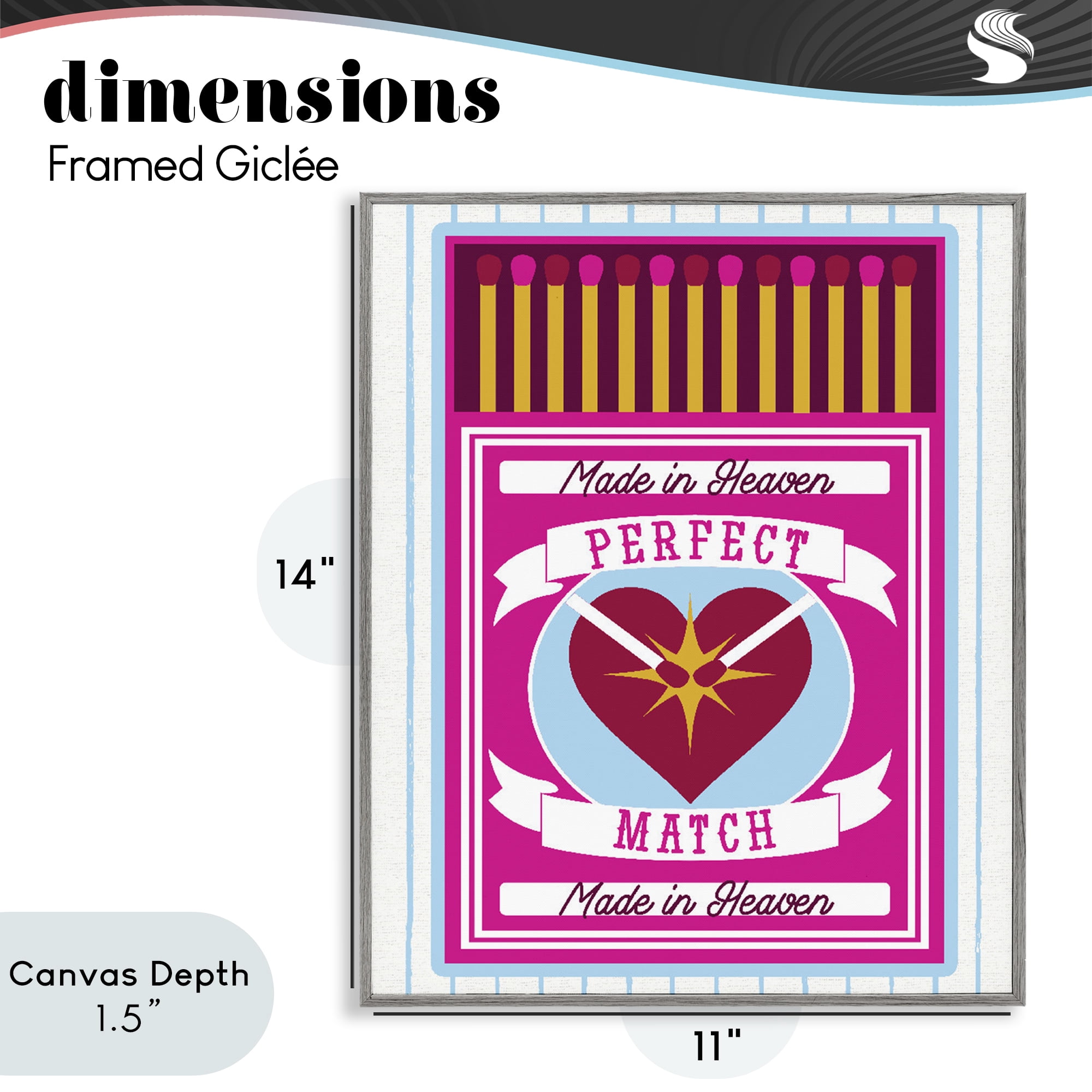 Stupell Industries Perfect Match Made In Heaven Gray Framed Giclee Art, design by Lil' Rue